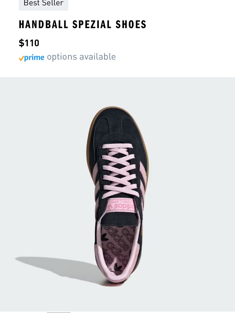 adidas Handball Spezial Sneakers in Black & Pink with Gum Sole - Picture 7 of 9